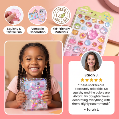 3D Squishy Pet Paw Stickers – Cute Puffy Stickers for Kids