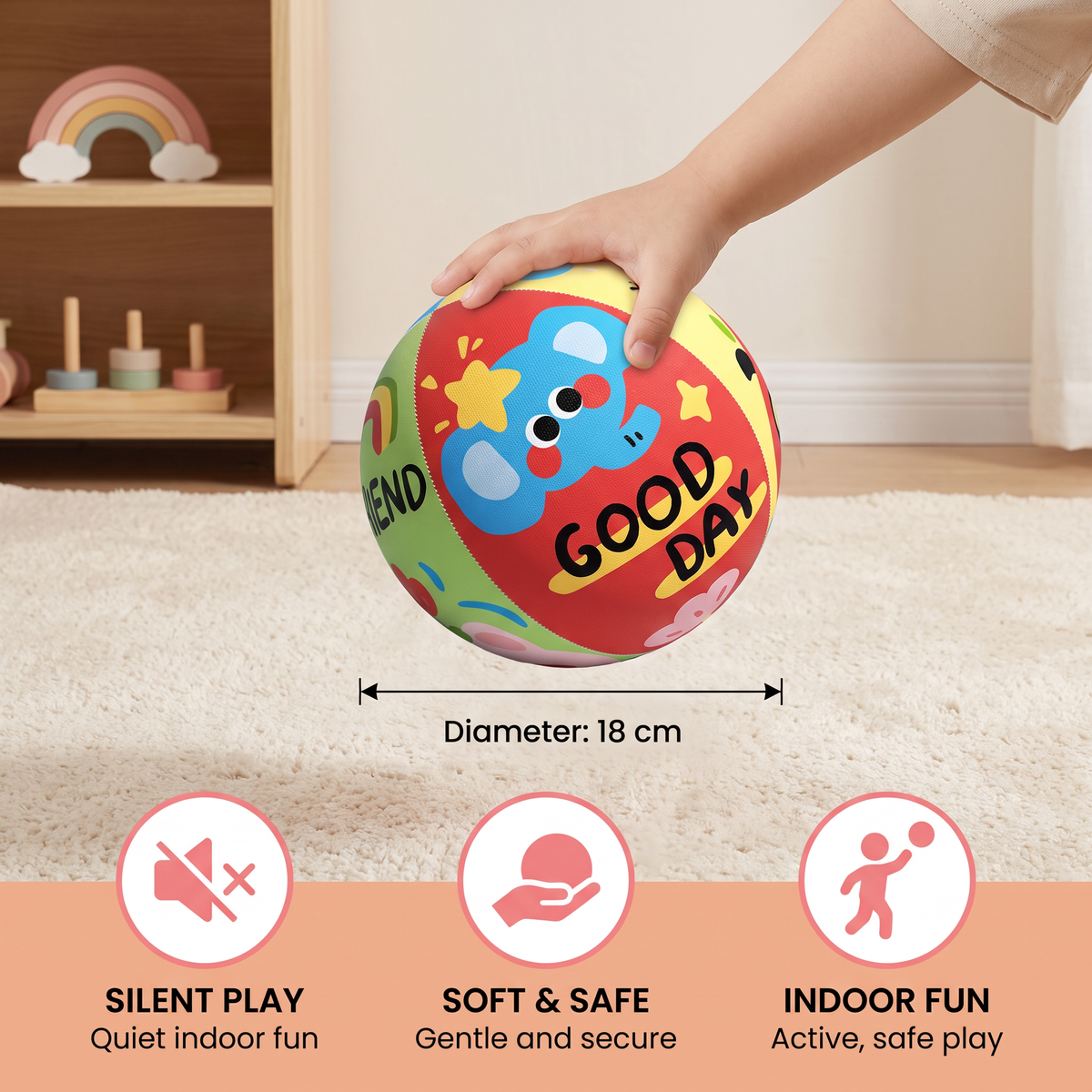 Soft & Safe Silent Indoor Play Ball for Kids