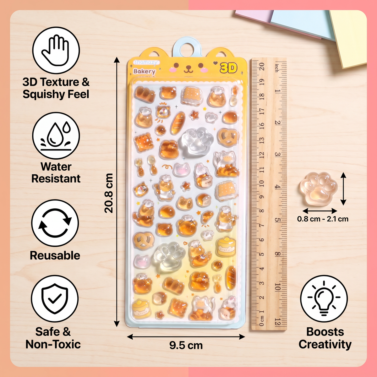3D Squishy Pet Paw Stickers – Cute Puffy Stickers for Kids