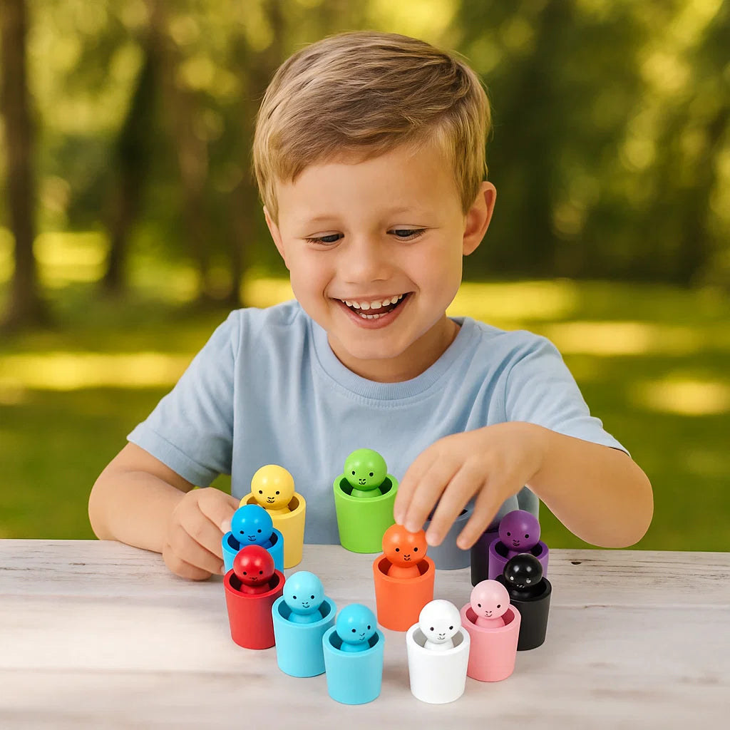 Montessori Wooden Colour Sorting Cup Game