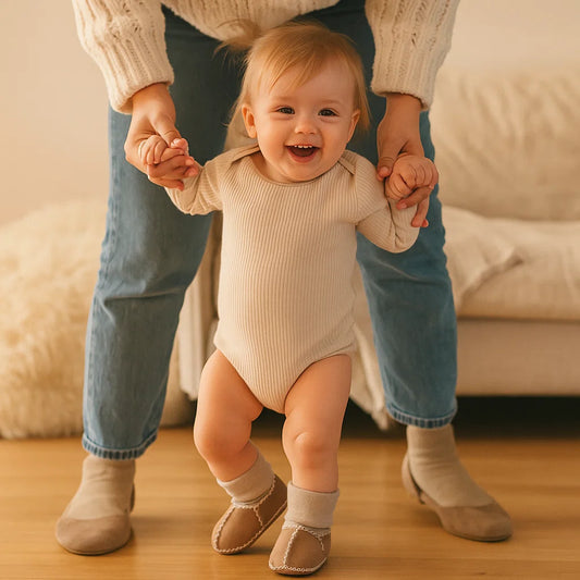 Fleece-Lined Baby Winter Sock Shoes in Suede Look