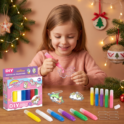 DIY Christmas No-Bake Glue Painting Ornament Craft Kit for Kids