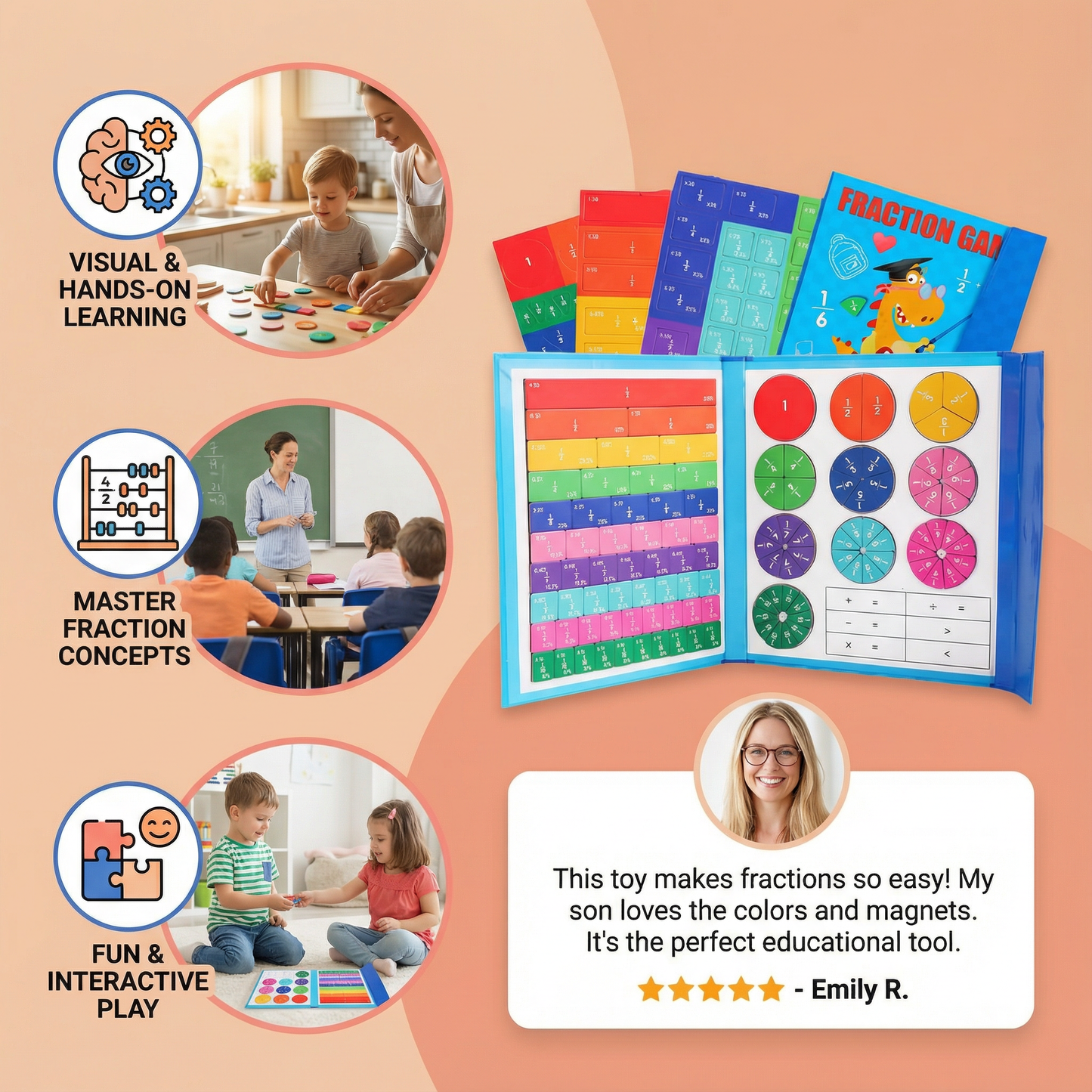 Montessori Kids Fraction Magnet Learning Toy