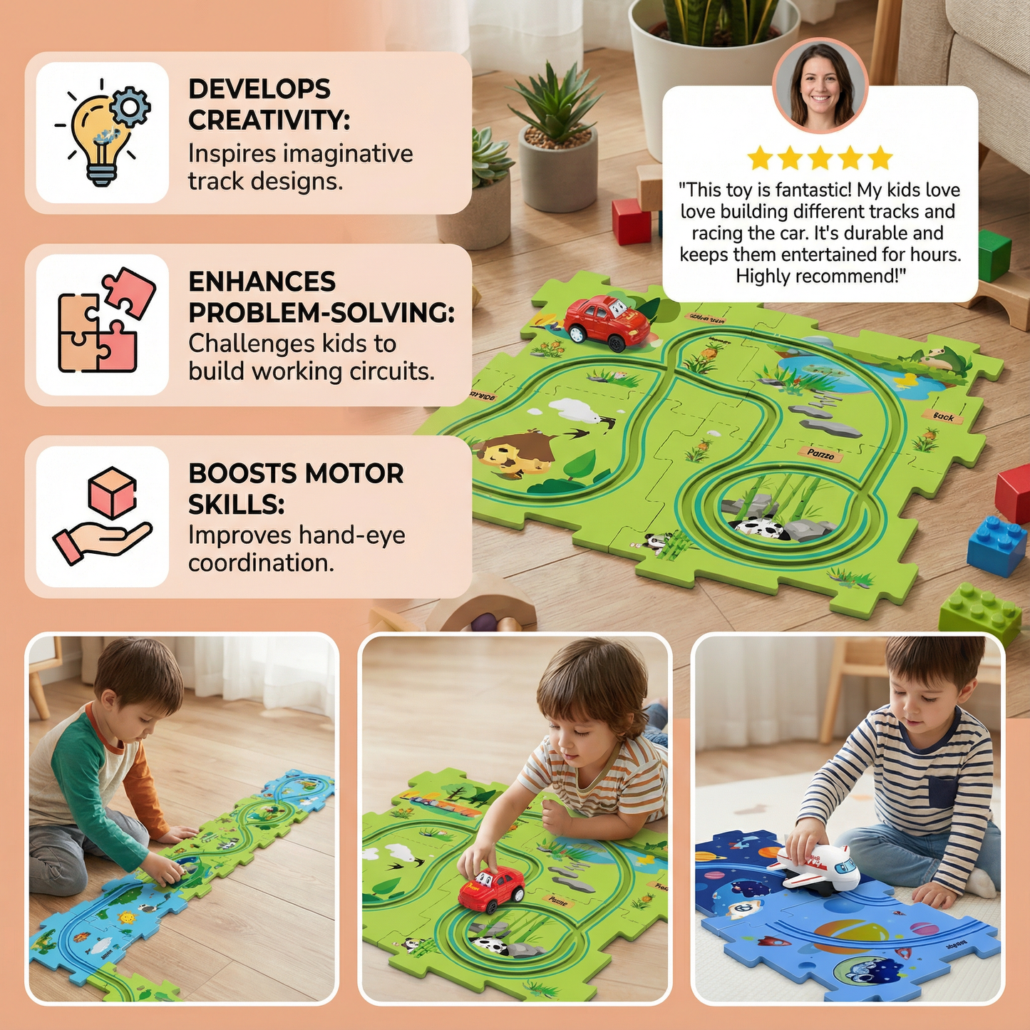 Puzzle Track Building Block Race