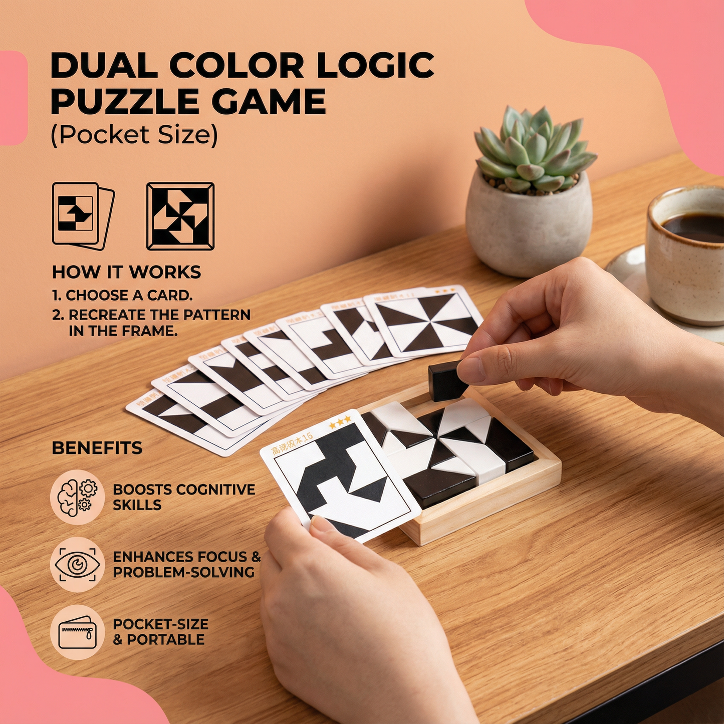 Dual Color Logic Puzzle Game in Pocket Size