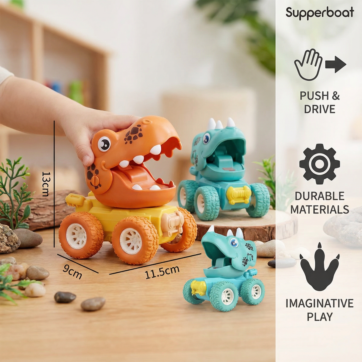 PUSH & DRIVE DINO MONSTERTRUCKS