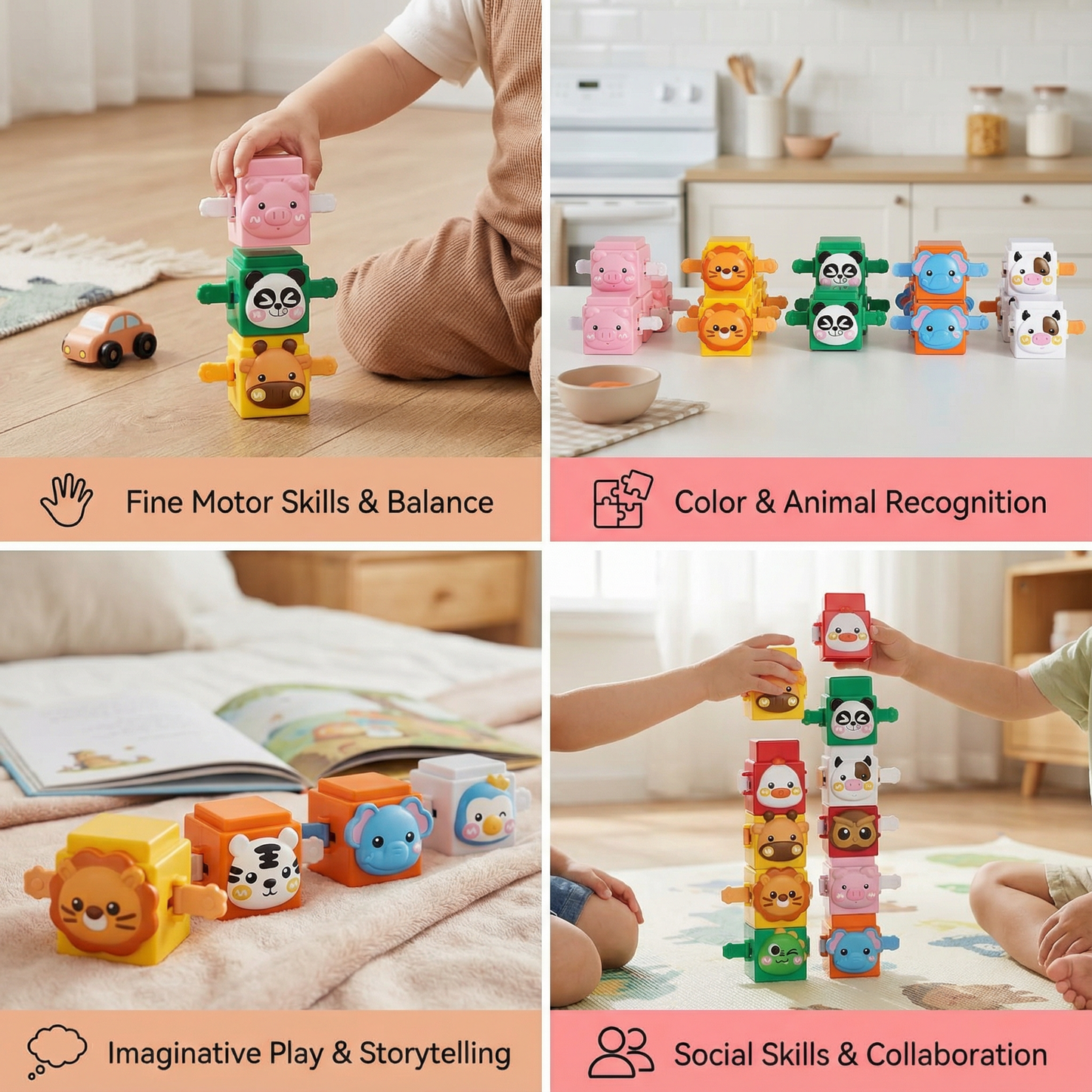 Educational Montessori Animal Stacking Building Toy Set