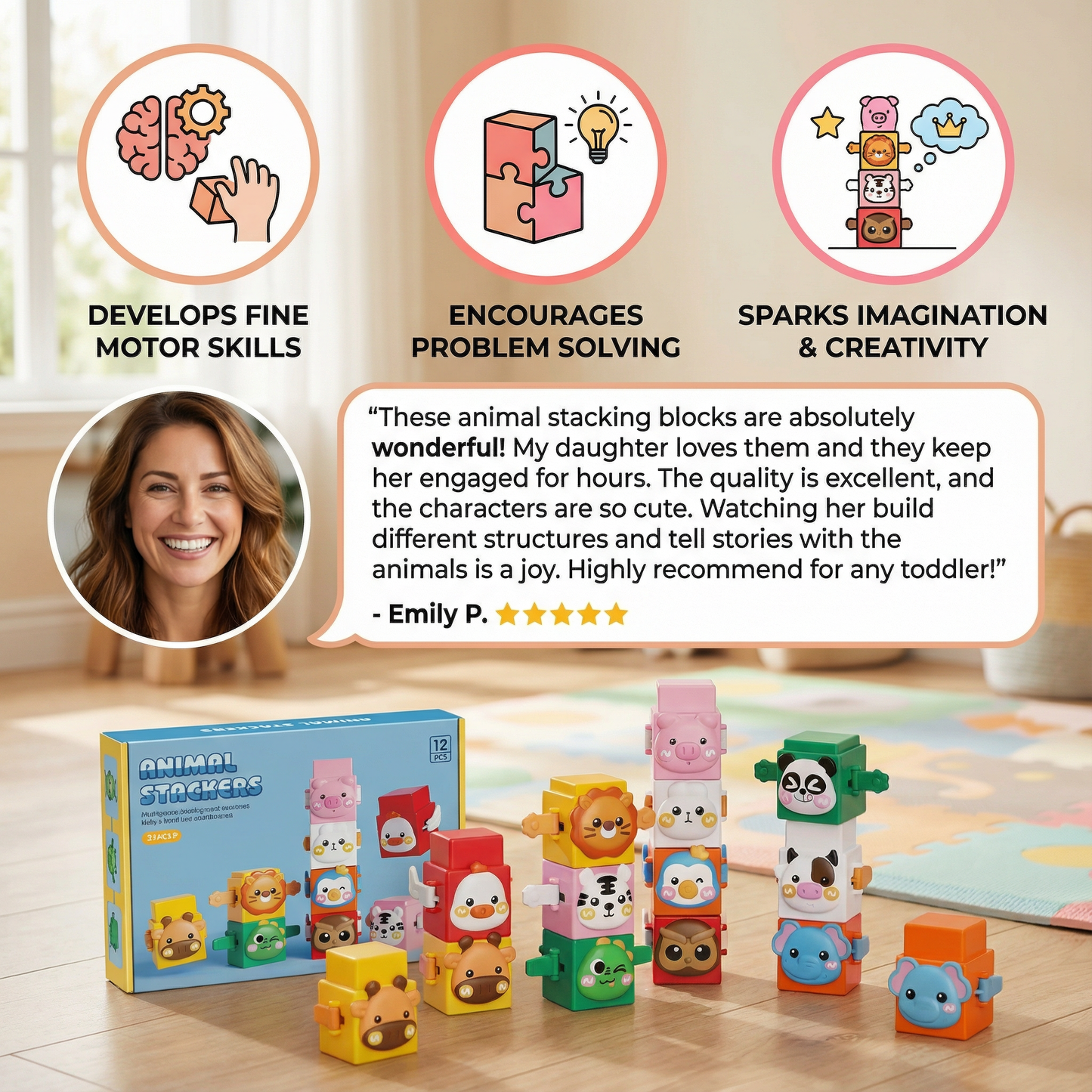 Educational Montessori Animal Stacking Building Toy Set