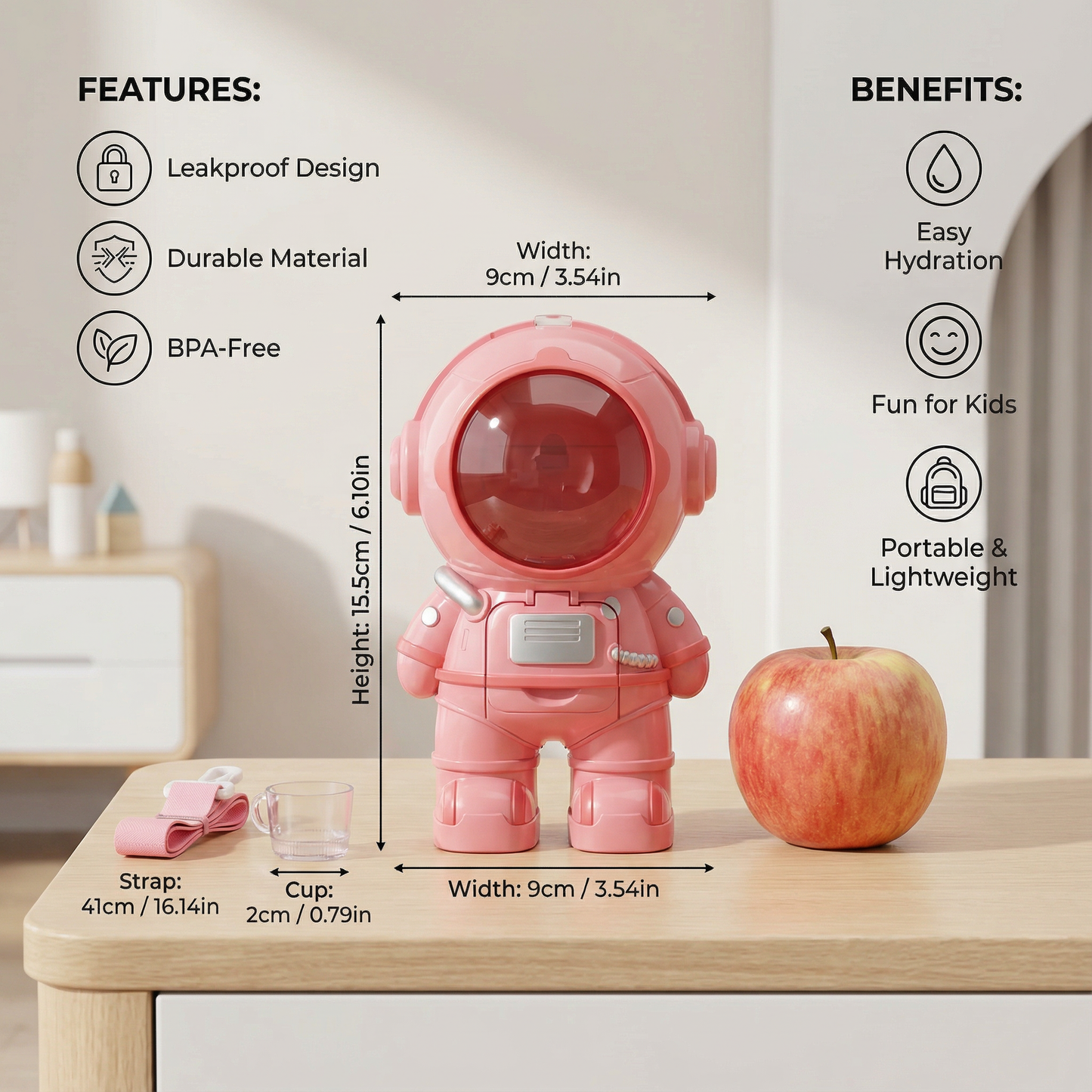 Astronaut Water Bottle for Kids