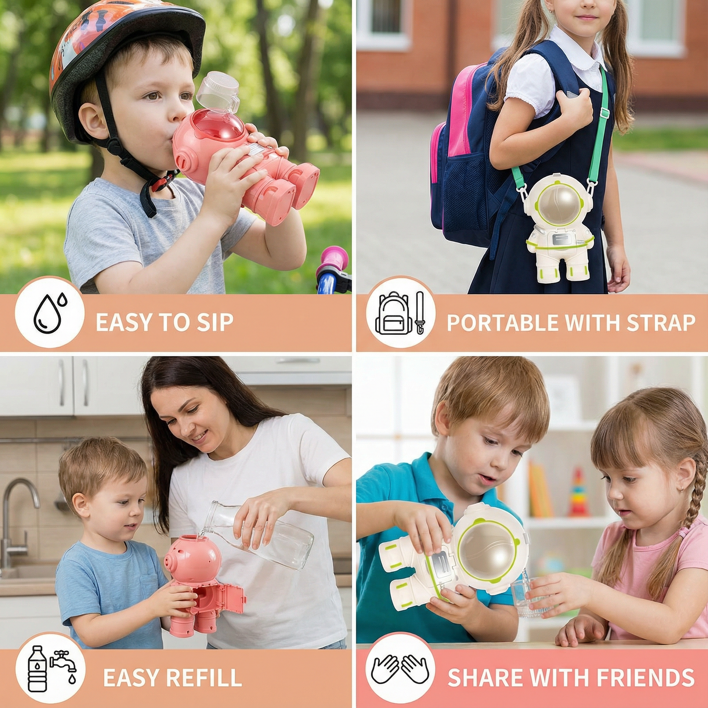 Astronaut Water Bottle for Kids