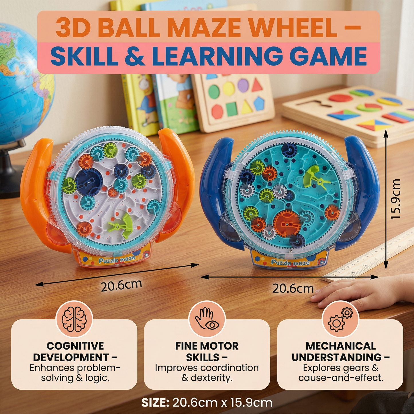 3D Ball Maze Wheel – Skill and Learning Game