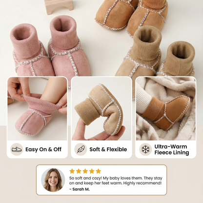 Fleece-Lined Baby Winter Sock Shoes in Suede Look