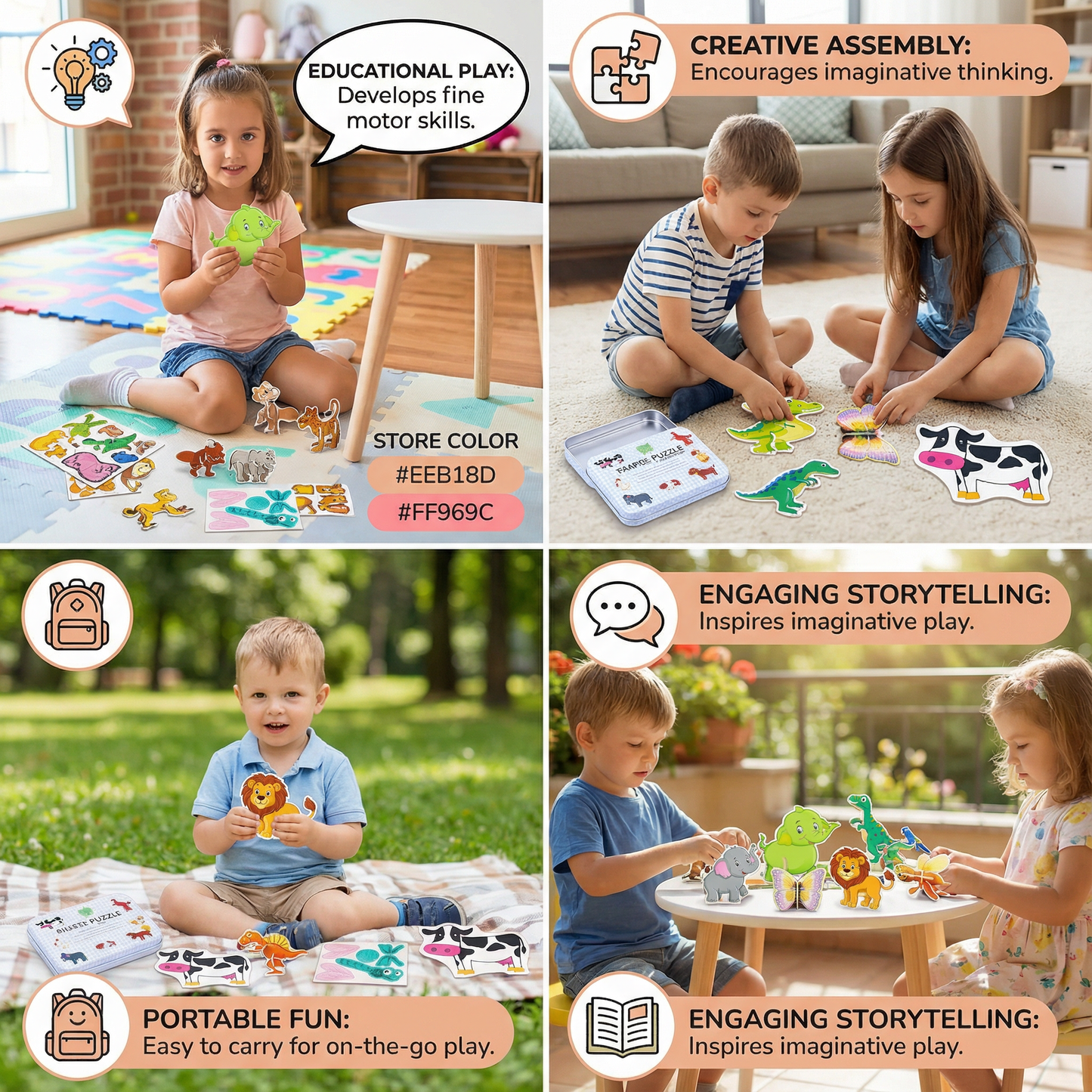 3D Cartoon Puzzle Set for Children