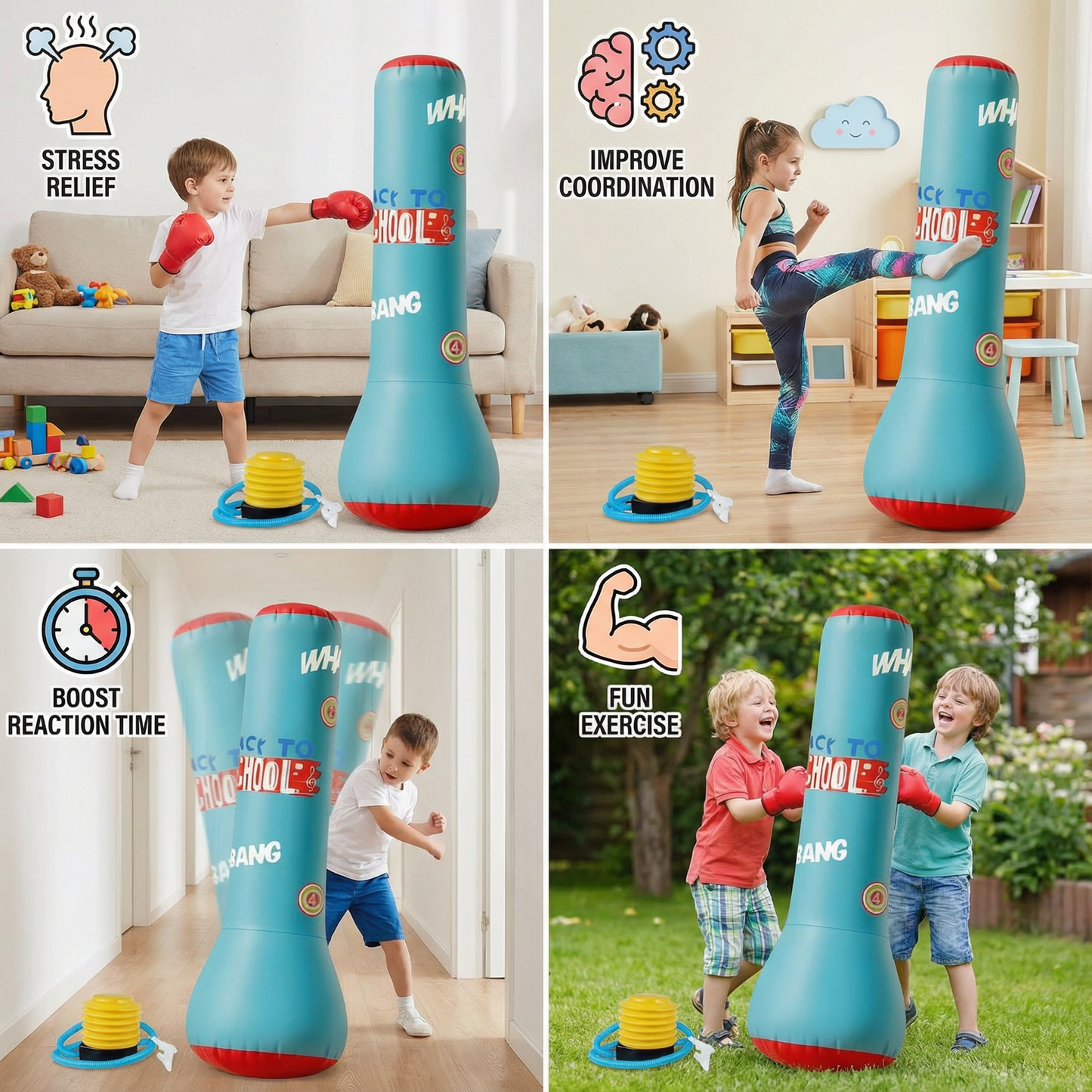 Inflatable Kids Boxing Bag with Water Base
