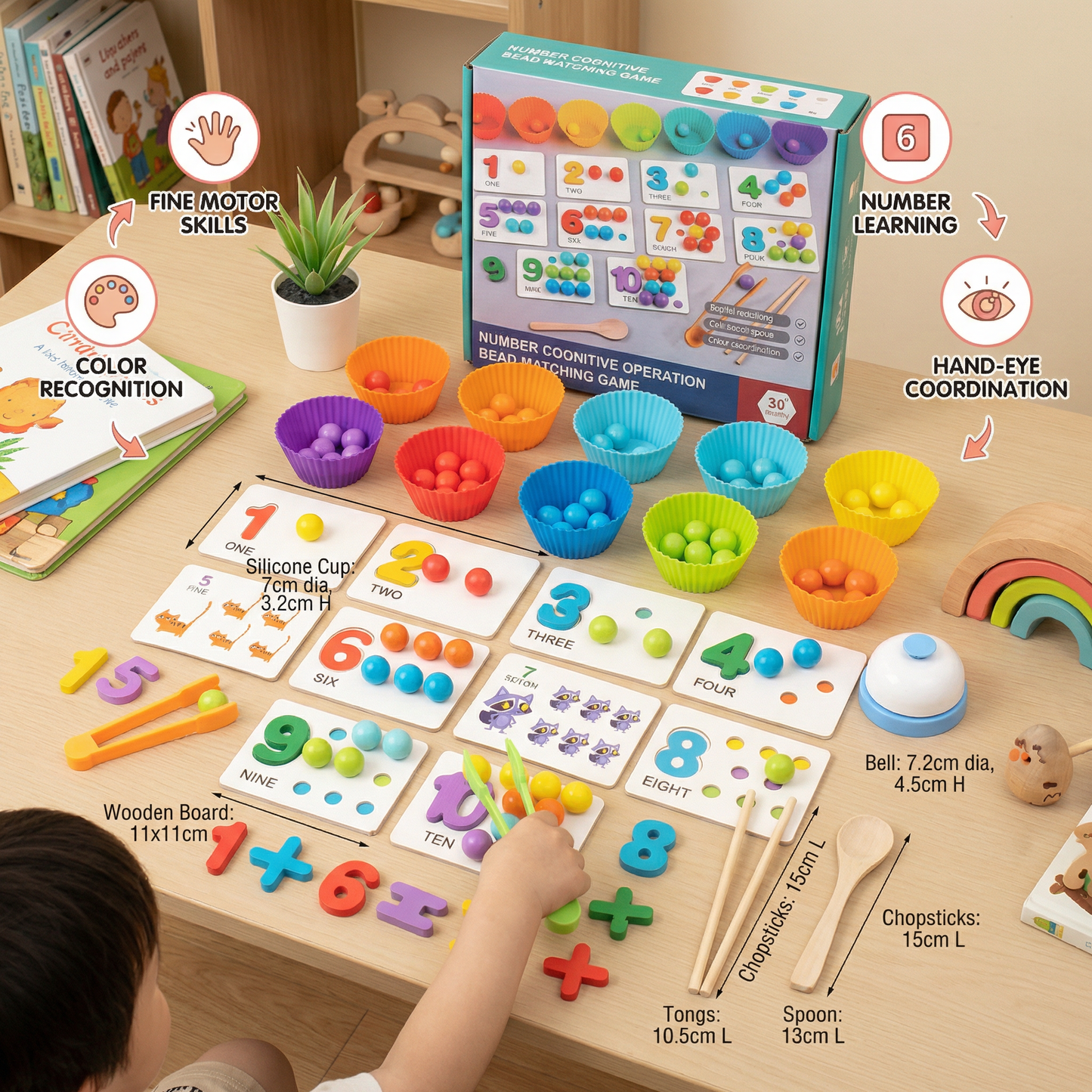 Montessori Ball Number and Colour Sorting Set for Learning to Count