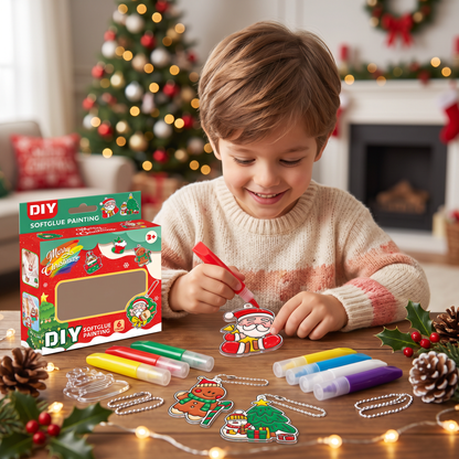 DIY Christmas No-Bake Glue Painting Ornament Craft Kit for Kids
