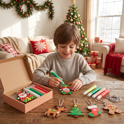 DIY Christmas No-Bake Glue Painting Ornament Craft Kit for Kids