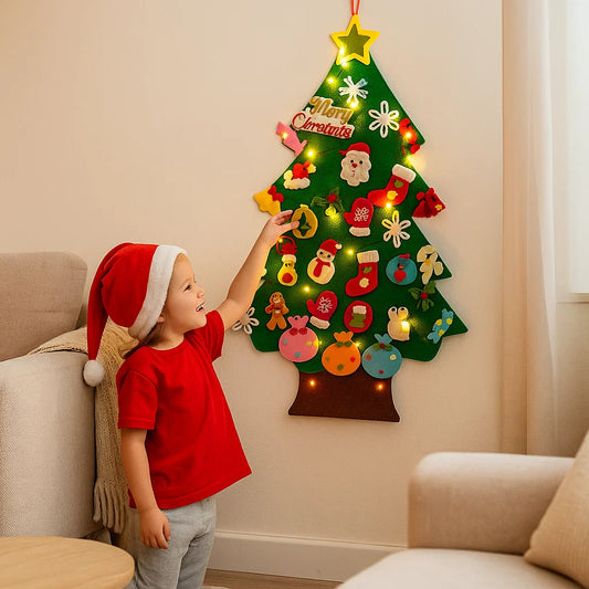 Montessori Felt Christmas Tree with Fairy Lights